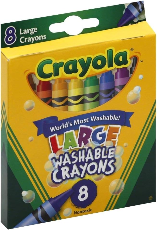 Crayola Washable Crayons, Large Size, 8 Colors, Pack of 1