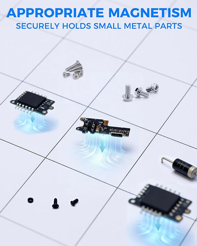 Magnetic Mat Magnetic Project Mat with Waterproof Surface & Dry Erase Pen - Keep Screws and Small Parts Organized for Repairing Phone, Laptop, PC, Electronics - Large Size 11.8 x 9.8 inch
