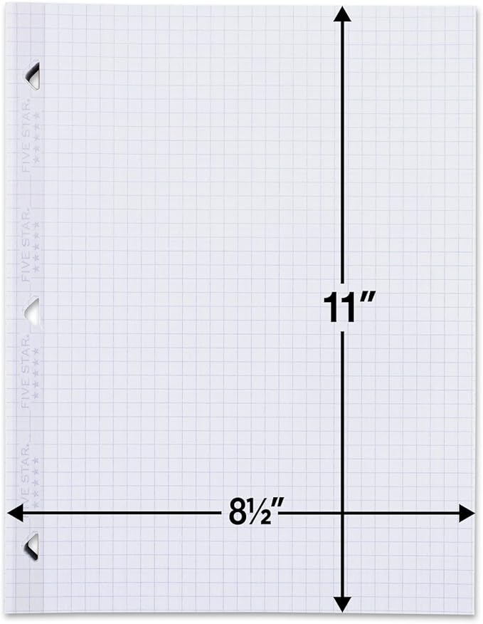 Five Star Loose Leaf Graph Paper, 6 Pack, Reinforced Filler Paper, 8.5 x 11, 100 Sheets per Pack