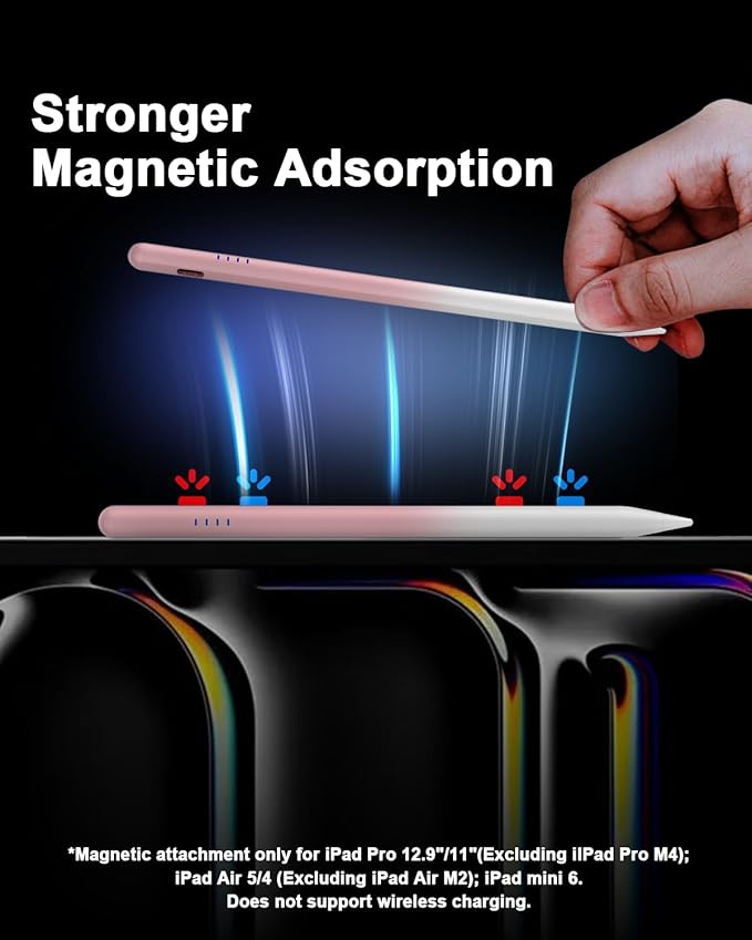 Stylus Pen for iPad 2018-2026, 2X Fast Charge Active Pencil with Palm Rejection & Tilt Sensitivity, Compatible with Apple iPad 11(A16)/10/9/8/7/6, i-Pad Pro M5/M4/12.9"/11", Air M3/M2/5/4/3, Mini 6/5