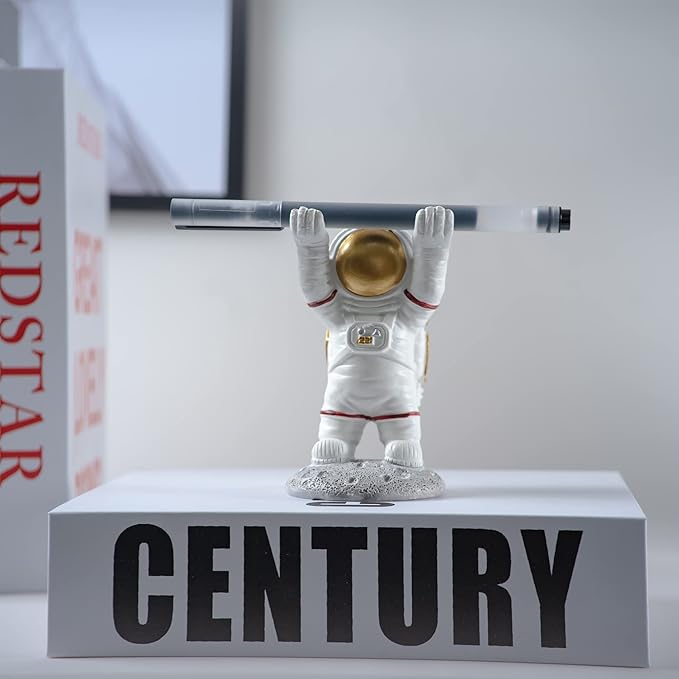 Astronaut Pen Pencil Holder Stand for Desk, Resin Pen Display Stand Pencil Display Holder for Home Office Gifts, Standing Astronaut Pen Holder