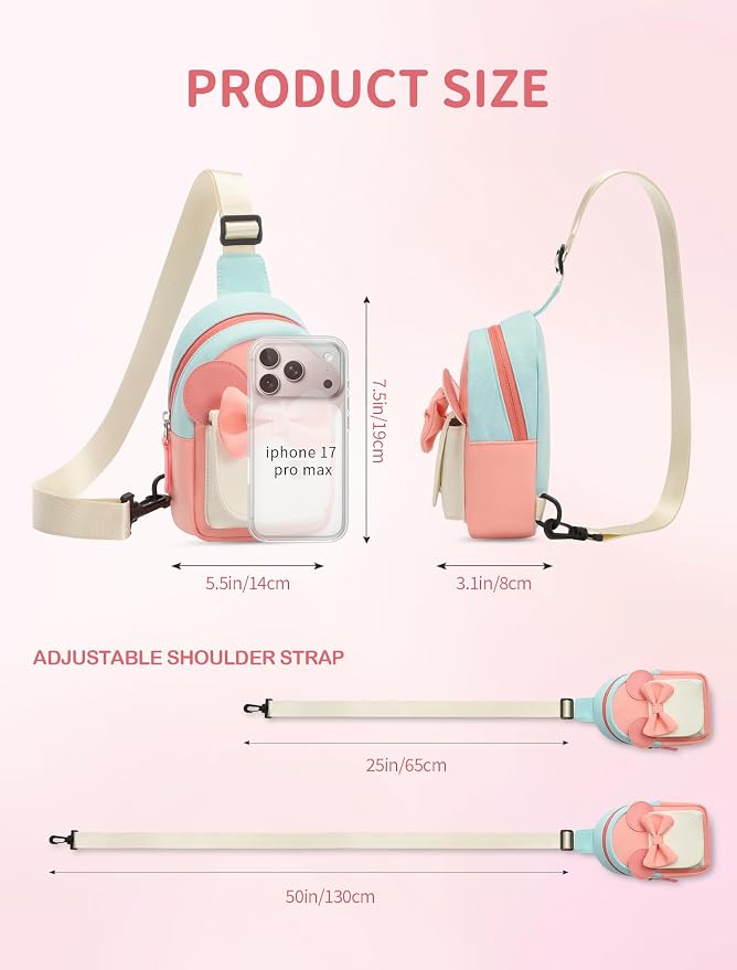 Birthday Back to School Gifts for Girls 3-8, Kids Fanny Pack Toddler Purse | Cute Fashion Sling Crossbody Bag for 3 4 5 6 7 8 Year Old Girls with Adjustable Strap. Perfect for Travel Holiday Essentials