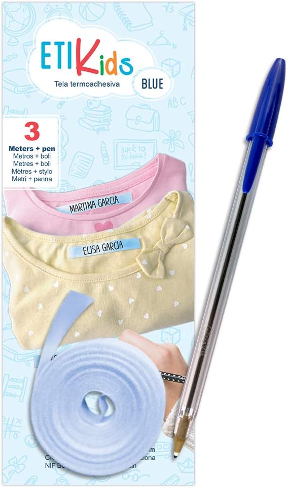 Write On Tape Blue. Iron on Fabric Labels. with Pen