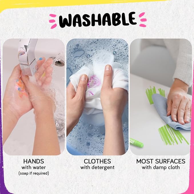 36 Washable Tempera Paint Sticks for Kids with Coloring Book | Non-Toxic Markers for Toddlers 1-3 | Works on Paper, Canvas, Wood, Cardboard - Craft, Art Supplies for Kids 3-5, Painting Crayons
