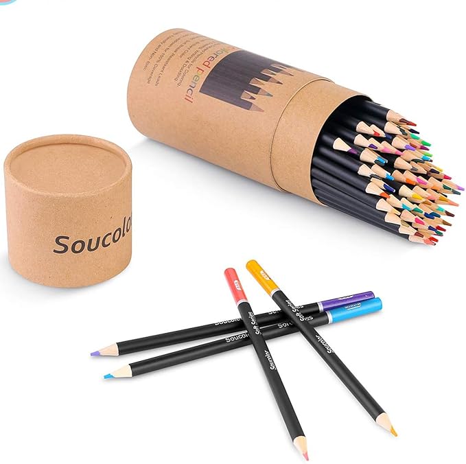Soucolor 72 Colored Pencils Set - Premium Art Supplies for Adults Coloring Book - Vibrant Colors, Smooth Writing, Easy Blending and Shading, Perfect for Coloring Books, Sketching & Drawing Pads