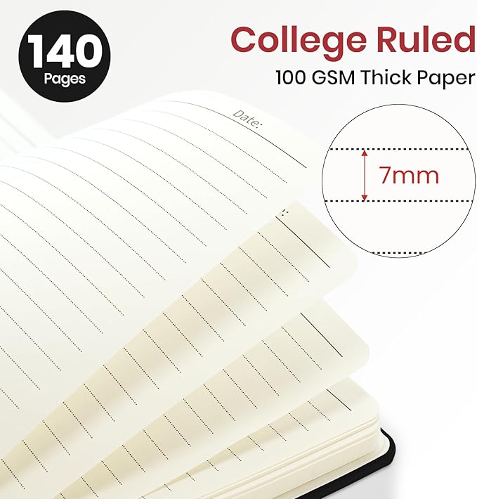 ZOTIA Lined Spiral Journal Notebook for Women, A5 College Ruled Journals for Writing, Hardcover Notebooks for Work, Note taking and Office School Supplies,140 Pages - Black