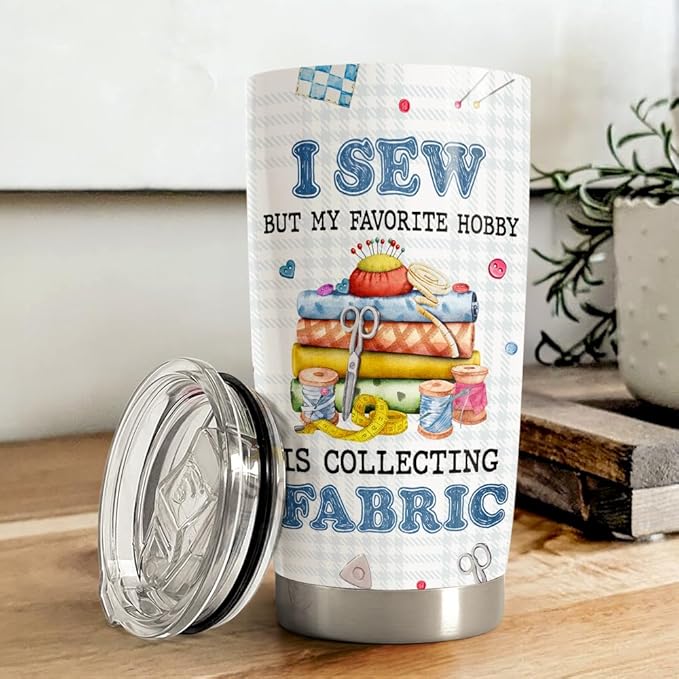 SANDJEST Sewing Tumbler 20oz Stainless Steel Insulated Travel Mug Cup for Women Girls Grandma Mom Sewing Gifts for Birthday Christmas Mothers Day