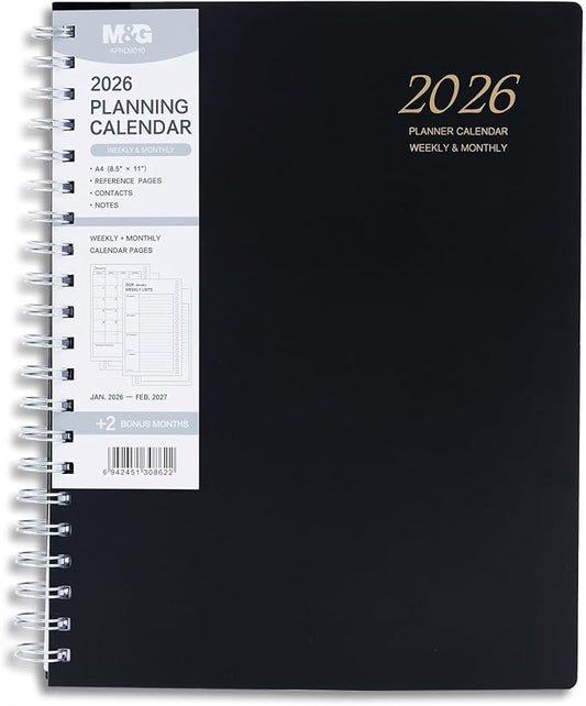 M&G 2026 Planner, Weekly and Monthly Planner Calendar, Jan 2026-Feb 2027 Agenda Book With Monthly Tabs for School Work Home Supplies, A4 8.5" x 11"