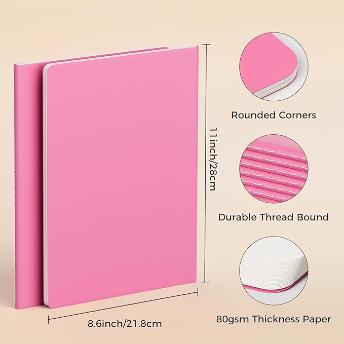 Large Colorful Blank Notebook Journals Bulk with Thick Unlined Paper, 8.5x11 inch, 60 Pages, Journal Set for Travelers Students Office, Sketchbook Composition Diary Subject Notebooks, 12 Pack