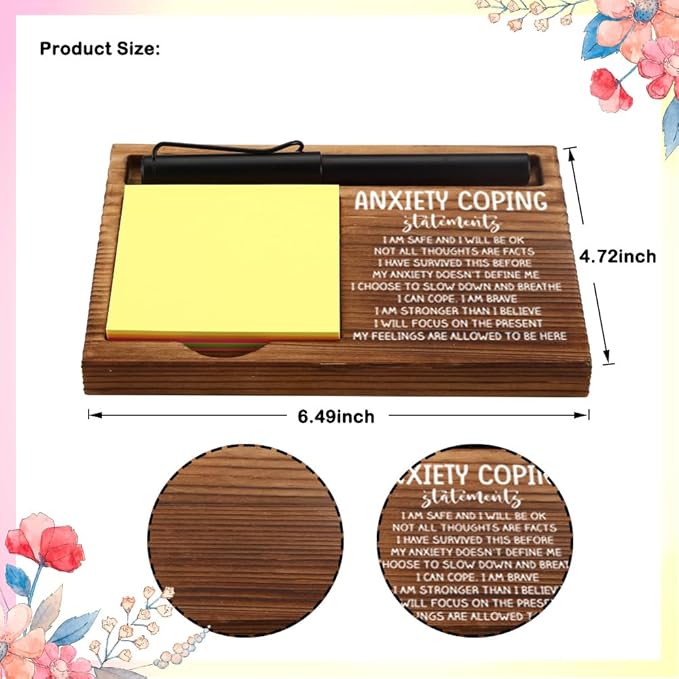 Positive Energy Office Gifts for Women, Positive Energy Gift, Positive Energy Desk Decor Thank You Gifts for Therapy, Wooden Notepad Pen Holder With Appreciation Quotes,16.5 x 12 x 1.5 cm,XXN22