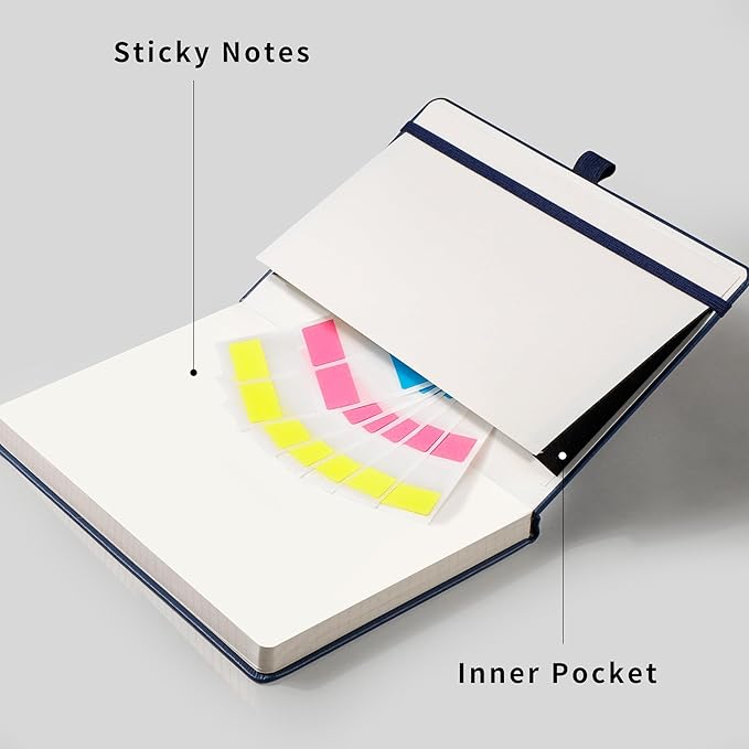 RETTACY Graph Grid Paper Notebook, 96 Pages, B5 Medium Size (7.6'' x 10''), 5 Squares per Inch, Leather Hardcover, 100 GSM Thick Paper, for School, Students, Math, Engineering (Navy Blue)