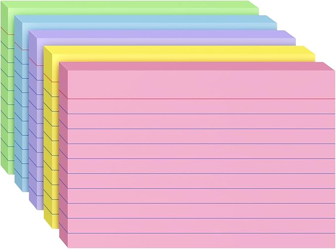 Index Cards 4x6, 200 Sheets, Ruled Color Flash Cards for Effective Studying and Note-Taking, Premium Note Cards, Essential School Supplies for College & Office, Home Organization & Study Supplies