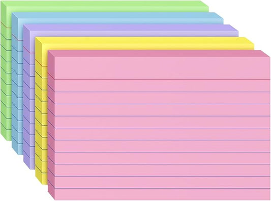 Index Cards 4x6, 200 Sheets, Ruled Color Flash Cards for Effective Studying and Note-Taking, Premium Note Cards, Essential School Supplies for College & Office, Home Organization & Study Supplies