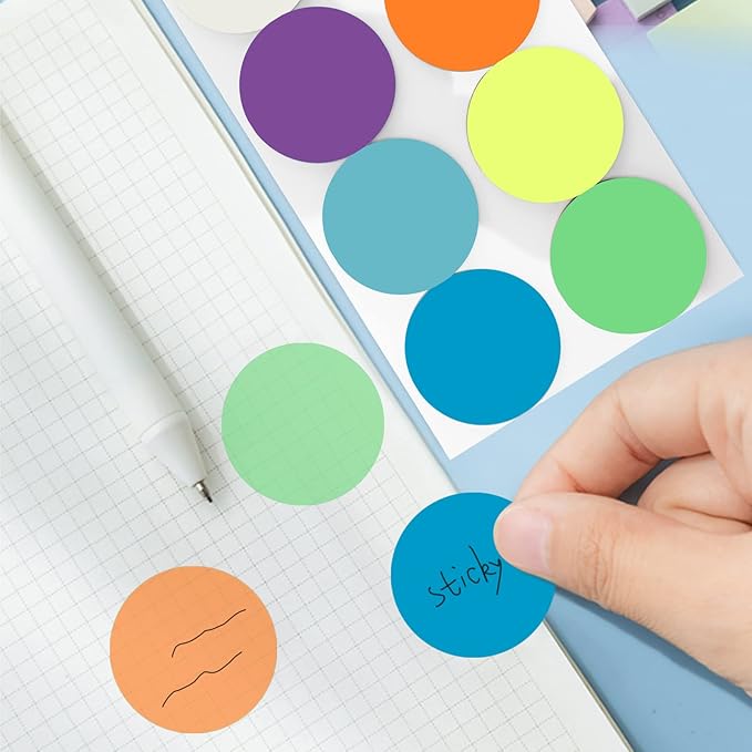 800 Sheets Transparent Sticky Notes Small Round Clear Sticky Notes Bright Neon Sticky Tabs for Planner Accessories Book Journaling School Study Supplies