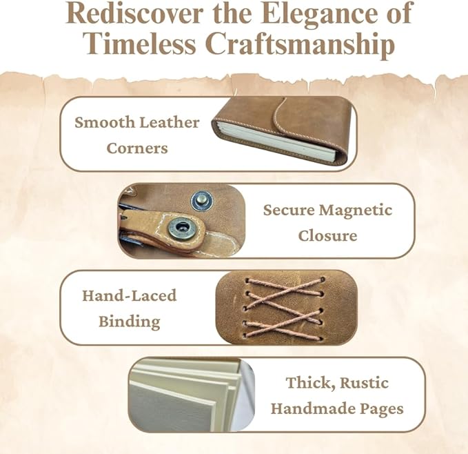 Leather Bound Vintage Journal for Women and Men – Handmade Violin Design Writing Notebook, 6x8 Travel Diary with Buckle Strip Closure, 200 Pages 125 GSM Recycled Cotton Paper