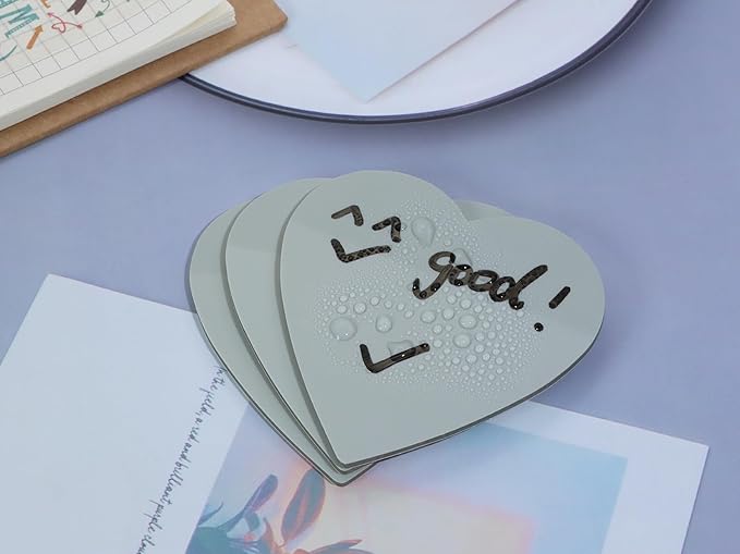 ONLYKXY 3 Pack Heart Shaped Transparent Sticky Notes 2.8X2.8in Waterproof Self-Stick Book Tabs 150 Sheets PET Markers Sticky Notes Pad (Gray)