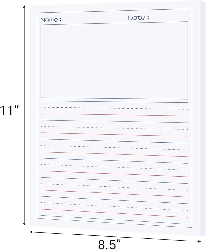 zmybcpack 2 Pack Write Beginner Paper for Kids, 8.5"x11" Story Writing Paper for Kids to Write Story, Primary Composition Notepad(100 Sheets Each, Double-Sided Printing)
