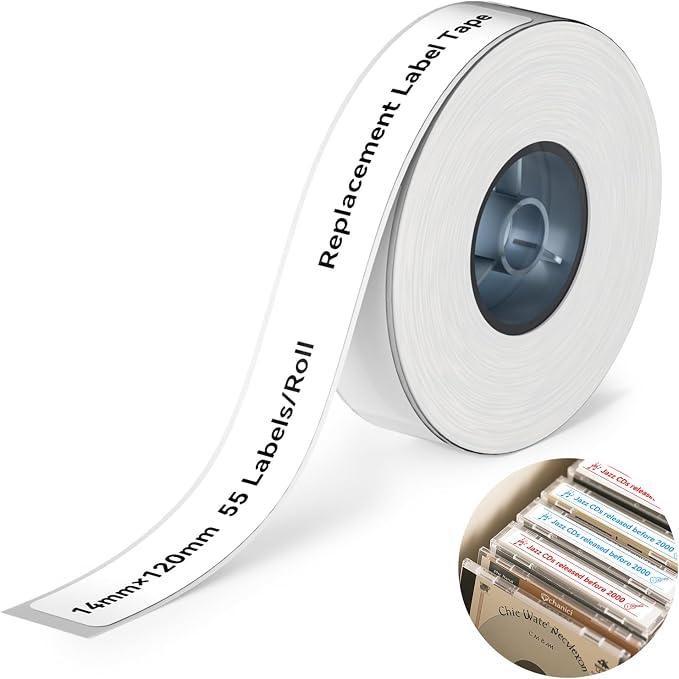 NIIMBOT Thermal Transfer Labels 0.55''x4.72'', for N1(B18) Label Maker, Long Storage Time, for CD DVD Cases Warehouse Labeling, White(14mmx120mm)