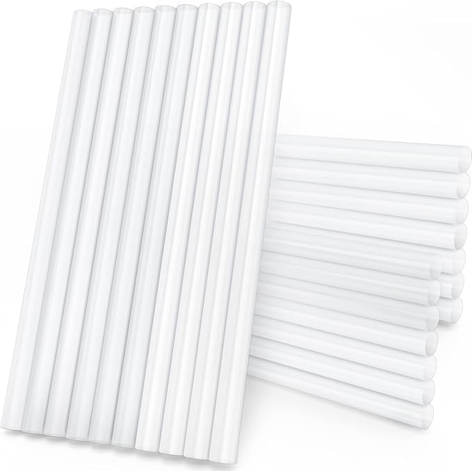 Manarty Clear Hot Glue Sticks Full Size, 0.43" Dia x 8" Long Hot Melt Craft Glue Sticks for Fabric Wood, All Temp Adhesive Glue Sticks for Repair, Decoration, Art, DIY, Gluing Project, 24 PCS