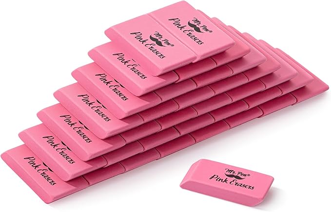 Mr. Pen- Pink Pencil Eraser Bulk, 36 Pack