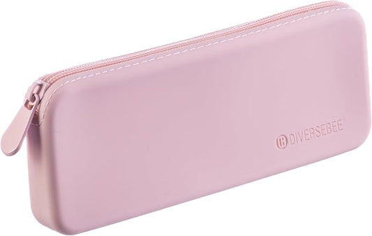 DIVERSEBEE Soft Silicone Pencil Case, Pencil Pouch with Zipper (Cherry) | Aesthetic Pen Bag for School, Bible Study Journaling Supplies and Accessories, Cute Pencil Organizer