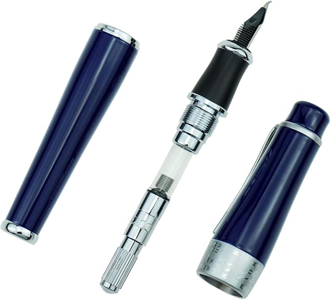 Asvine Duke Charlie Chaplin Commemoration Bent Nib Fountain Pen Dark Blue Color, Calligraphy Collection Fude Pen 0.5-1.2mm line