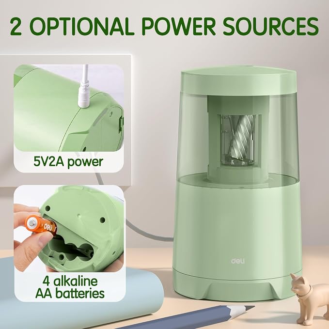 Deli Electric Pencil Sharpener, Automatic Pencil Sharpeners, Green