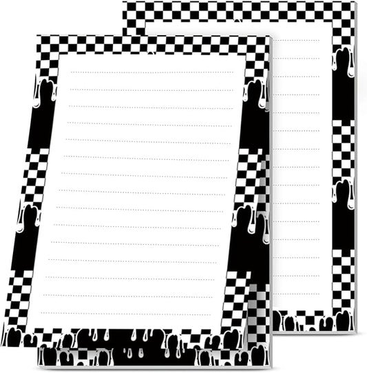 Lined Sticky Notes 4x6 in, 2 Pack Large Cute Notepads with Lines, Bright Post Memo Note Pads Big Rectangular Sticky Notes for Office Black White Checkerboard
