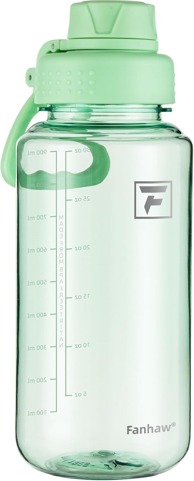 Fanhaw 32 oz Clear BPA-Free Tritan Water Bottle with Fast-Flow Spout Lid, Leakproof Wide-Mouth Reusable Bottle for Gym, School & Office (Glow Green)