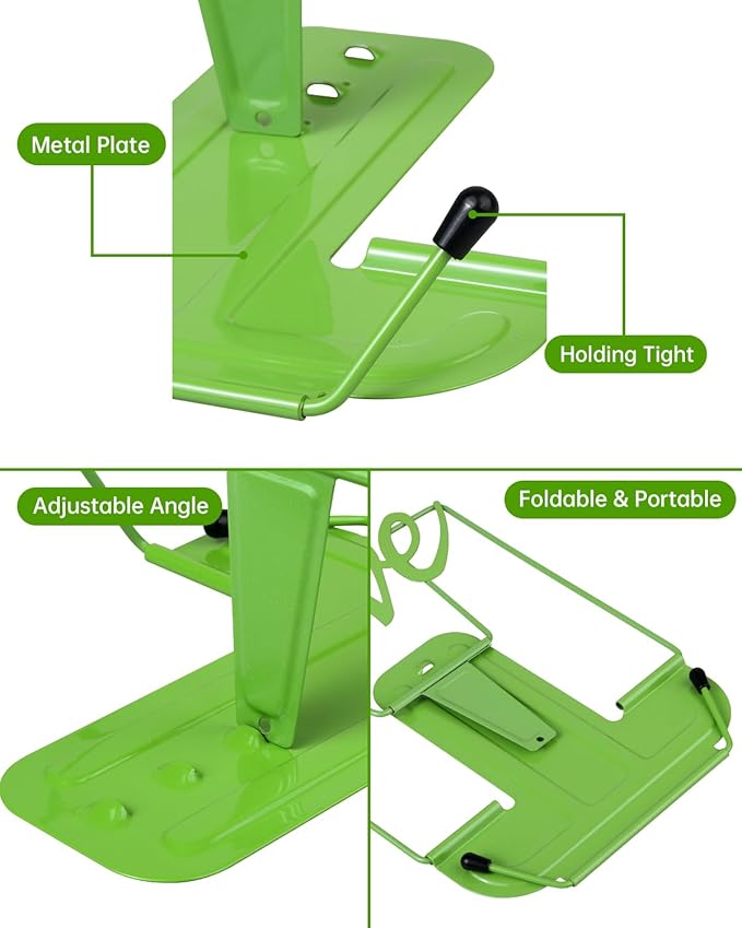 Honagu Adjustable Metal Book Holder, Document Holder, Sturdy Typing Stand for Cookbooks, Textbooks, Tablets, Music Books (Green)