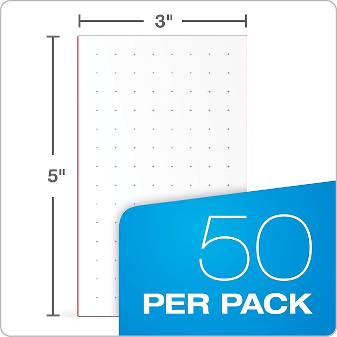 Oxford at Hand Dot Grid Index Card, 50 per pack, Assorted Color Edge (No color choice) (334208M)