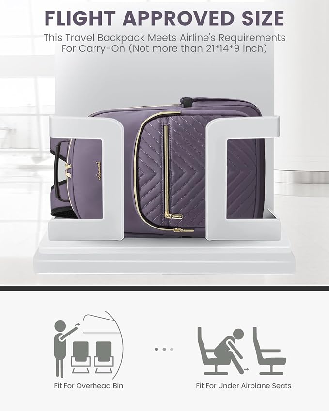 LOVEVOOK Laptop Backpack for Women, Large Capacity Travel Computer Work Bag with 17-inch Laptop Compartment, Business Nurse Backpack Purse, Hiking Outdoor Carry On Backpack, Purple Grey