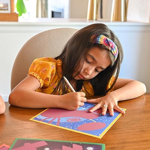 READY 2 LEARN Magic Scratch Paper - Space - 10 Vibrant Scenes - Scratch Art for Kids - Reveal Colorful, Outer Space Designs