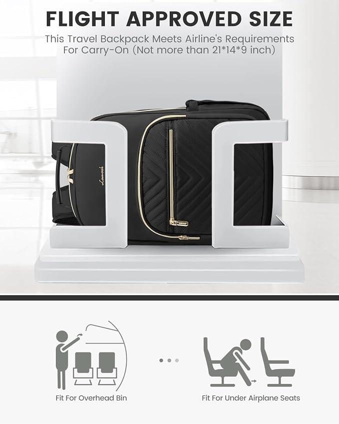 LOVEVOOK Laptop Backpack for Women, Travel Computer Work Bags with 17-inch Laptop Compartment, College School Student Bag Teen Backpacks For Girls, Hiking Outdoor Carry On Backpack Purse, Black