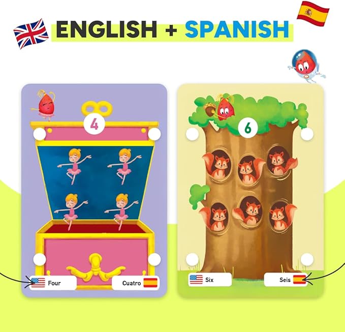 KIDROX Count to 20 Flashcards – Open & Discover Hidden Surprises! Learn Numbers 1–20 in English & Spanish with Marji | 20 Fold-Out Cards | Fun Counting Game for Kids 3+