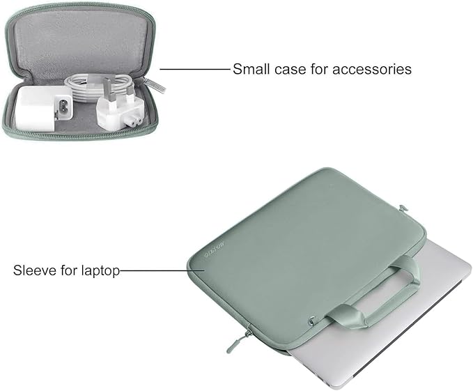 MOSISO Laptop Case 13 inch, Laptop Sleeve Bag Compatible with MacBook Neo 13 / Air M5 M4 M3 M2 M1 2026-2018 / Pro M2 M1, Neoprene Carrying Computer Bag with Handle&Detachable Small Case, Antique Green