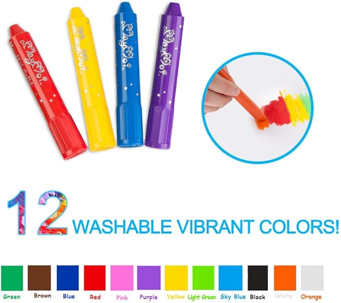 MayMoi Tempera Paint Sticks, Washable Paint Sticks, Quick Drying & No Mess, Non-Toxic, Best Art Birthday Gifts (12 Colors)