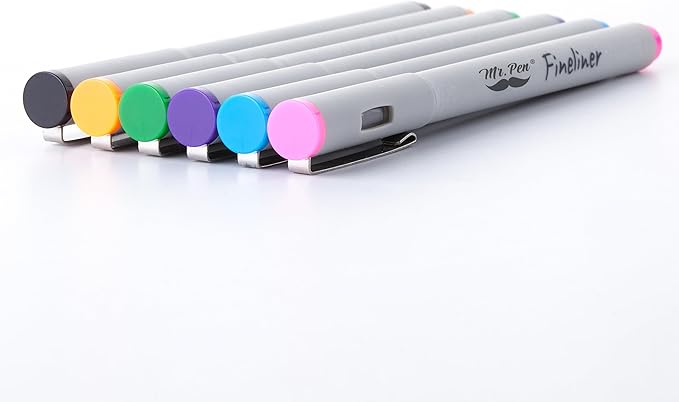 Mr. Pen- Colored Fineliner Pens, 6 Pack, 0.2mm Ultra Fine Point, Smooth Bible Journaling Pens for Detailed Drawing, Note-Taking, Coloring, Sketching, Planning & Art Projects, School Supplies
