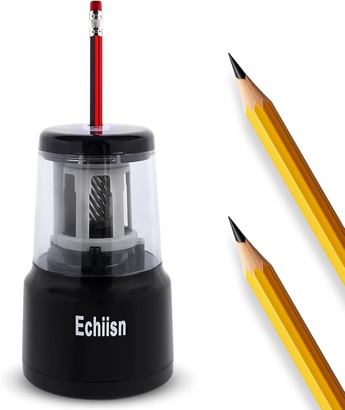 Electric Pencil Sharpener, Office Personal Super Sharp, Powerful Stall-Free Motor, 10yr Warranty, (Black)