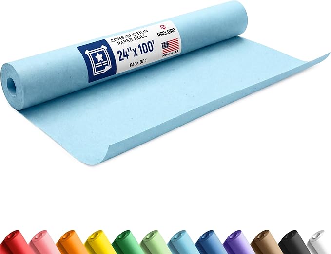 Light Blue Construction Paper Roll 24" x 100 ft – Made in USA – 24" Bulletin Board Paper for Classroom & School, Teachers & Kids