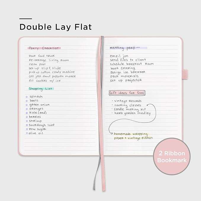 &And Per Se Lined Notebooks 3-Pack Gift Set, A5 Hardcover Journals, 160 Pages 100gsm Thick Paper, 3 Assorted Colors (Cyan, Pink & Purple) – Gift for Women