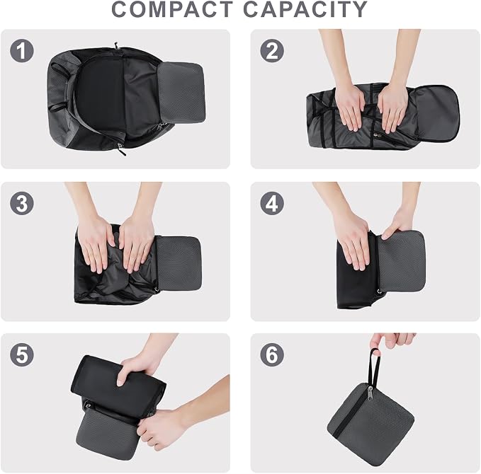 Lightweight Hiking Backpack 30L Packable Foldable Daypack Collapsible Travel Bag Water-Resistant for Women Men (Gray)