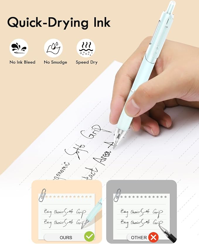 Gel Pens, 12 Pcs 0.7mm Quick Dry Black Ink Pen, Cute Ergonomics Fine Point Smooth Writing Pens, Back to School Office Supplies Fun Aesthetic Pen Gifts for Girl Student Women