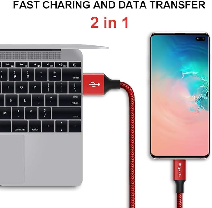 etguuds USB A to USB C Cable 6.6ft, 2-Pack, 3A Fast Charging Type C Charger Cord for iPhone 17 16 15 Pro Max 16e 17 Air, Samsung Galaxy S25 S24 S23 S22 S21 S20 A17 A16 A56 A55 Flip Fold, Red