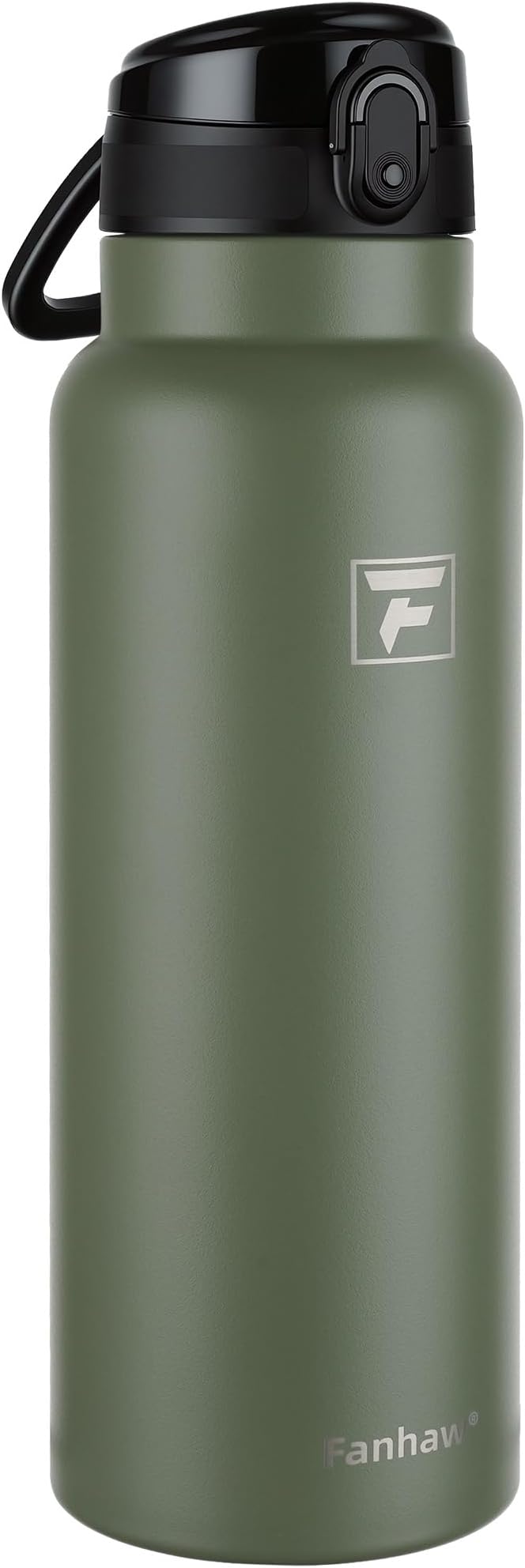 Fanhaw 40 Oz Insulated Stainless Steel Water Bottle with Chug Lid – Wide Mouth, Leak-Proof, BPA-Free – Ideal for Kids, Adults, Sports, Gym, and Outdoor Use (Olive Green)