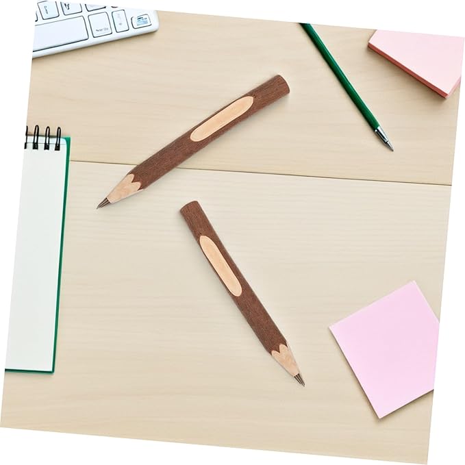 FUOYLOO 10pcs Natural Wooden Ballpoint Pens 13cm Biodegradable Tree Bark Design Portable Writing Supplies for Office and School Use