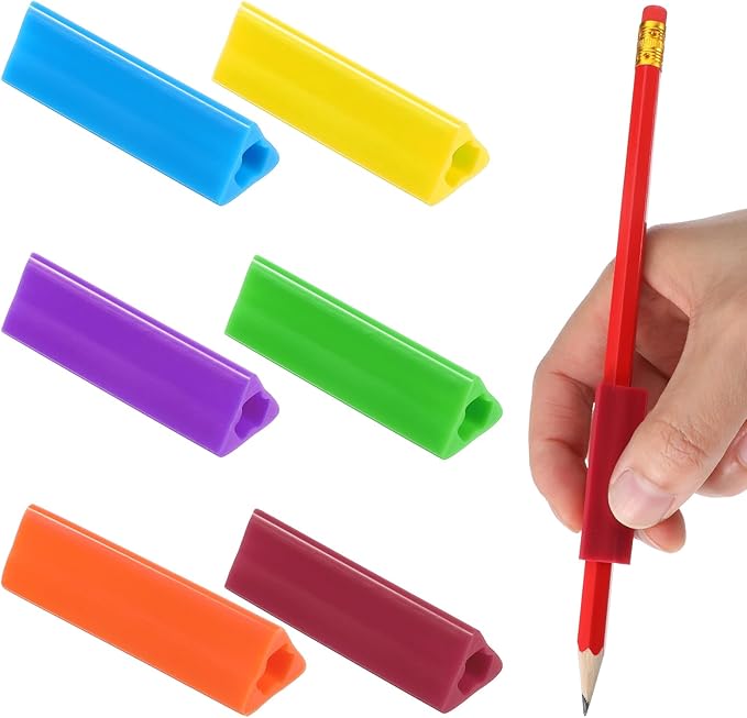 Sibba Triangle Pen Grips 6 PCS Ergonomic Pens Grips for Kids Handwriting Pen Writing Aid Grip Posture Correction Tool Writing Aids for Kids Adults Assorted Colors for Right Left Handed Users