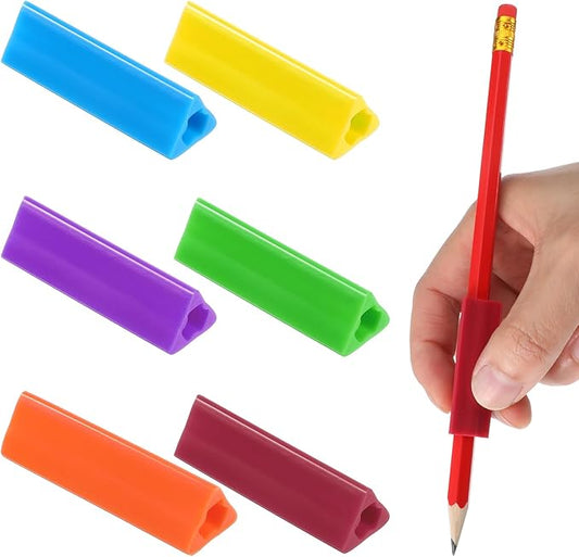 Sibba Triangle Pen Grips 6 PCS Ergonomic Pens Grips for Kids Handwriting Pen Writing Aid Grip Posture Correction Tool Writing Aids for Kids Adults Assorted Colors for Right Left Handed Users