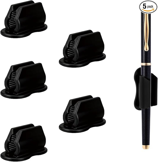 Adhesive Pencil Holder for Desk, 5PCS Upgraded Adhesive Pen Holder for Clipboard, Wall, Marker Holders, Teacher Supplies for Classroom kids Desk Accessories