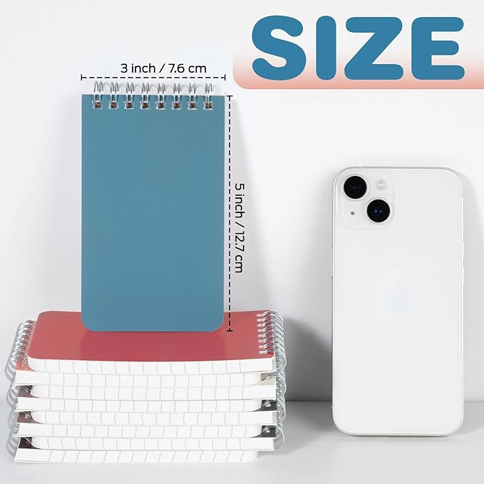 Dynta Small Notebooks Bulk 3x5 Inch, 60 Packs Mini Top Bound Spiral Notepad With Lined Pages, Pocket Notebook 10 Morandi Colored 60Sheets/120Pages (80GSM), Memo Notepads for Home, School, Travel